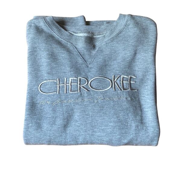 Cherokee Sweatshirt Large Grey Crew Neck VTG Relaxed Pullover Outdoors - Picture 5 of 6
